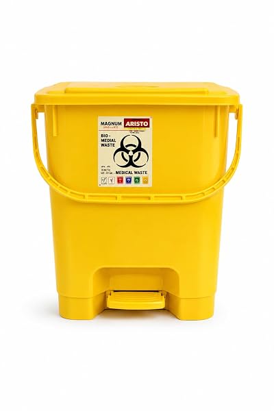 ARISTO Plastic Pedal Dustbin With Handle 20 ltr Yellow Amazon sale