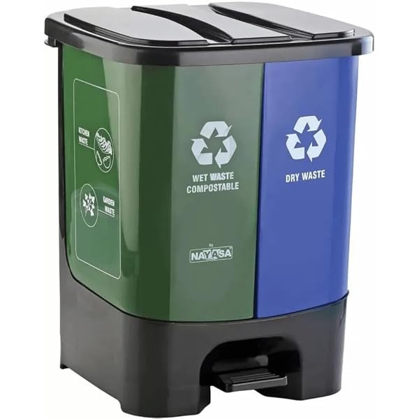 Nayasa 2-in-1 Pedal Dustbin – 33 L (16.5 L Each) | Dual Compartment Wet & Dry Waste Bin wi Amazon sale