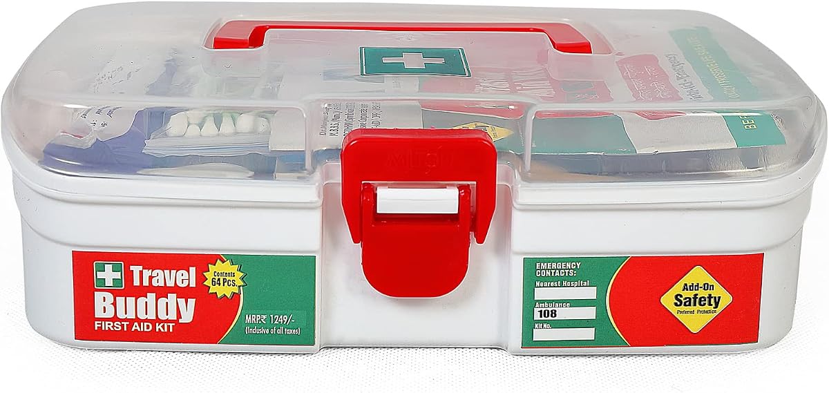 Tool Zone ® Travel Buddy Plastic First Aid Kit With Medicines useful for Domestic and Indu Amazon sale