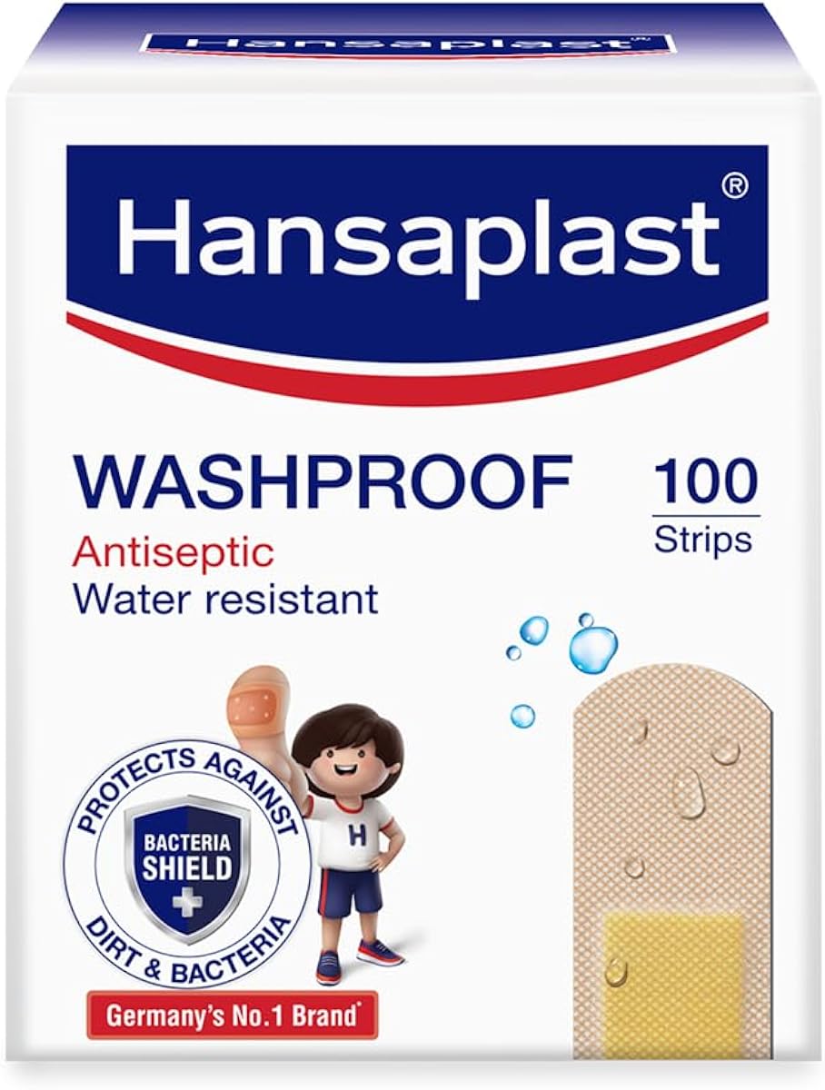 Hansaplast Antiseptic Washproof Bandage for injury & wounds | 100 Strips | First Aid | Wat Amazon sale