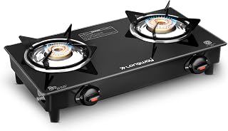 Longway Furn Glass Top, 2 Burner Manual Ignition Glass Gas Stove (Black, ISI Certified, 2 Amazon sale