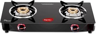Pigeon Ignia 2 Burner Gas Stove | Brass Burner | Easy Cleaning | Toughened Glass | 2 year Amazon sale