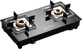 Lifelong Gas Stove 2 Burner | Premium Brass Burners, Glass Top, Manual Ignition | Square P Amazon sale