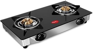 Pigeon by Stovekraft Favourite Glass Top 2 Burner Gas Stove, Manual Ignition (Black) Amazon sale