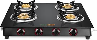 GREENCHEF Elon Glass cook top Four Burner Gas stove,Black Body (Manual Ignition), toughene Amazon sale