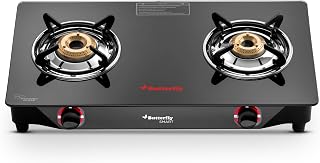 Butterfly Smart 2 Burner Glass Top Gas Stove | Manual Ignition | Scratch Resistant Toughen Amazon sale