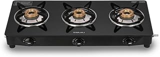 Bajaj UCX 3B Powder Coated Glasstop Gas Stove | 3 Burners | Open 【Black】 Amazon sale