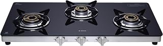 Elica 77cm 3 Burner Gas Stove | SAPPHIRE 773 CT VETRO (DT Series) | Double Drip Tray | Tou Amazon sale