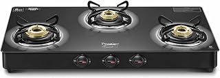 Prestige Royale Plus GT 03L Toughened Black Glass Top Gas Stove(Manual, 3 Brass Burners, B Amazon sale