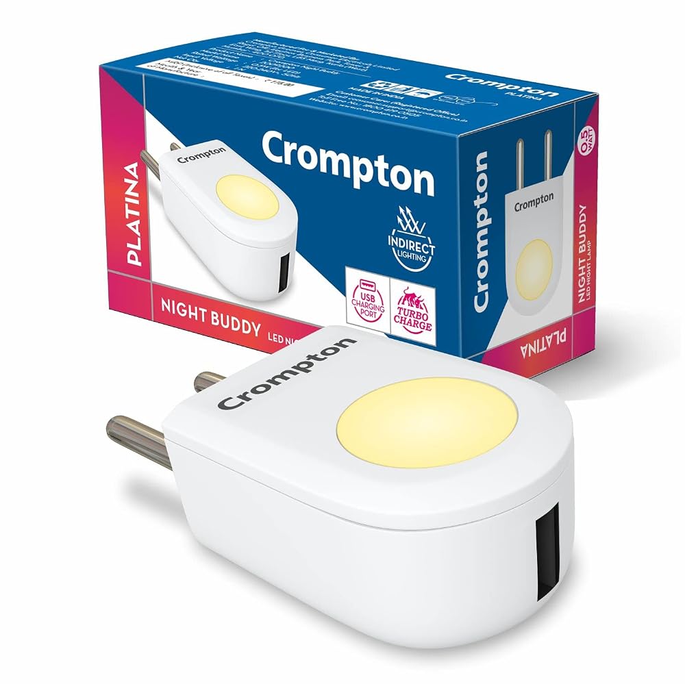 Crompton Night Buddy 0.5W LED Night Lamp with USB Charger Amazon sale