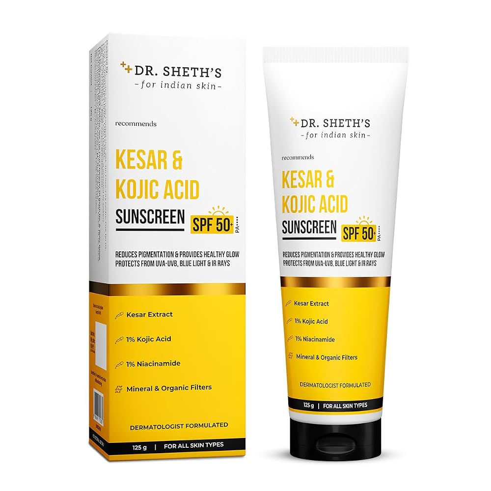 Dr. Sheth's Kesar & Kojic Acid Sunscreen SPF 50+ PA++++ Amazon sale