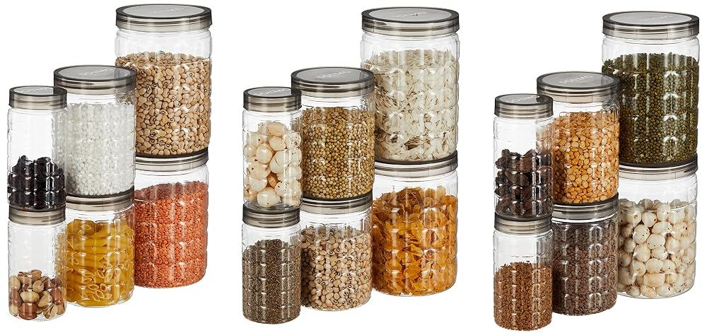 Solimo Checkered Jar Container Set of 18 (250/500/1000 ml) Amazon sale