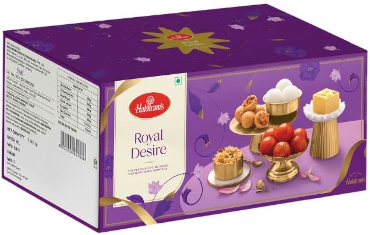 Haldiram's Nagpur Royal Desire Diwali Gift Box 1.9 Kg | Premium Assorted Indian Mithai Ham Amazon sale