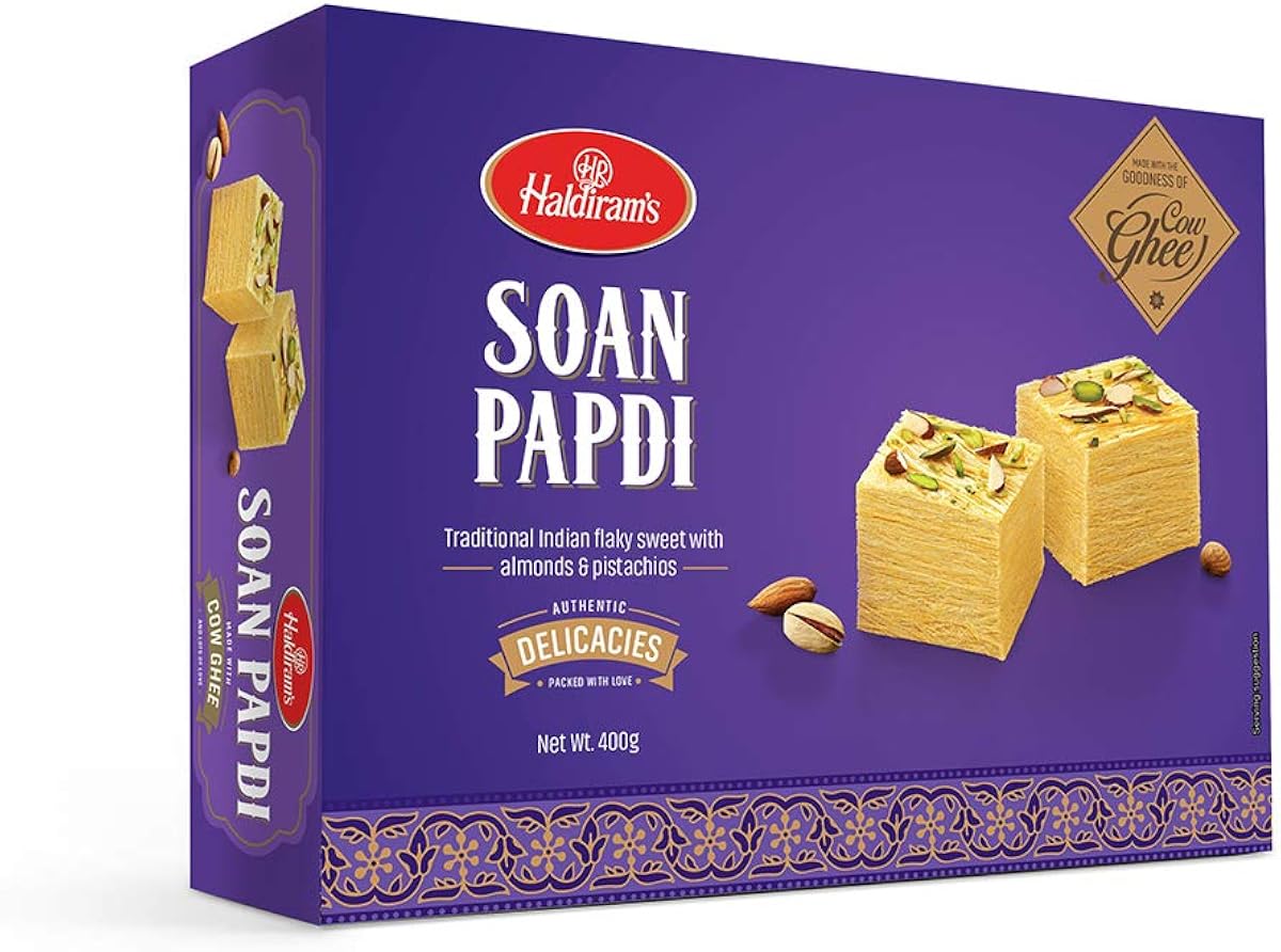 Haldiram's Cow Ghee Soan Papdi, 400Gm, Indian Sweets Diwali Gift Pack ghee Amazon sale