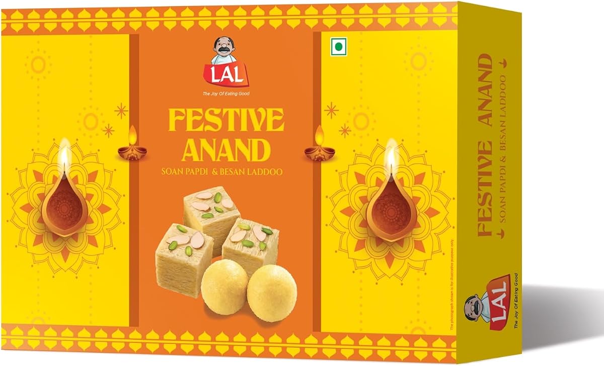 Lal Sweets Festive Anand Diwali Gift Box 400g | Besan Ladoo & Soan Papdi | Traditional Ind Amazon sale