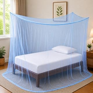 Divayanshi Foldable Polycotton Mosquito Net (Machhardani) for Single Bed (Blue, 4 x 6.5 ft Amazon sale
