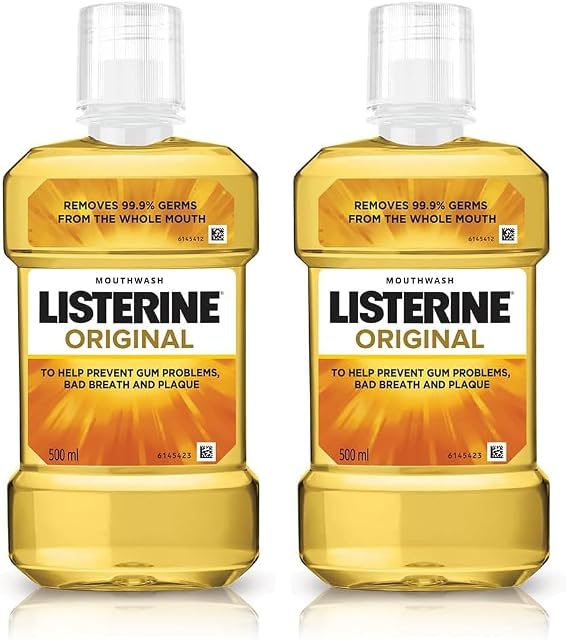 Listerine Original Mouthwash Liquid, Removes 99.9% Germs, 500ml (Pack of 2) Original Amazon sale
