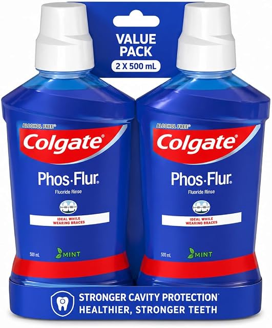 Colgate Phos-Flur Fluoride Mouth Rinse, Mint Flavour, 500ml, Alcohol-Free, Ideal for Brace Amazon sale