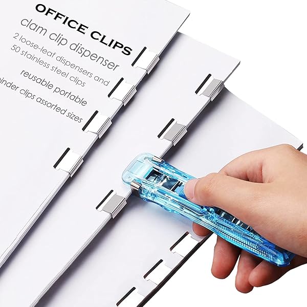 No Staple Push Stapler with Binder Clips, 2 Pcs Handheld Paper Fastener Dispenser with 100 Amazon sale