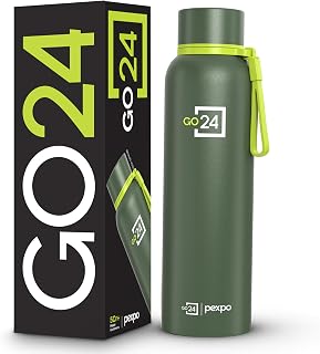 Go24 pexpo Stainless Steel Water Bottle 1 LTR | Thermosteel Flask 3 layer Insulation, ISI Amazon sale