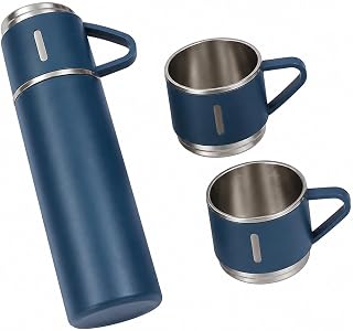 500ml Stainless Steel Vacuum Flask with 3 Cups | Leakproof Insulated Thermos Bottle for Ho Amazon sale