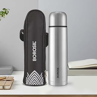 Borosil Thermo 1000 ml Stainless Steel Bottle | ISI Certified Made in India Double Wall Va Amazon sale