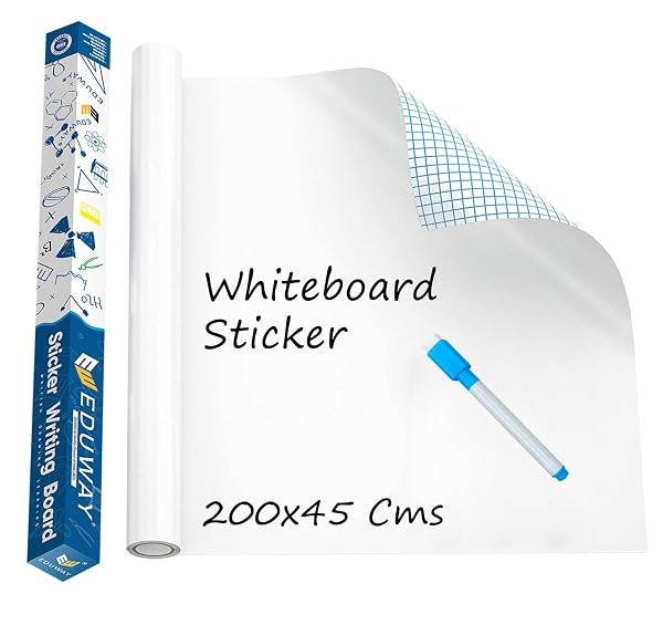 Eduway 1.5x6.5 Feet (45x200 cm) White Board Sticker for Wall | with 1 Marker | Self-Adhesi Amazon sale