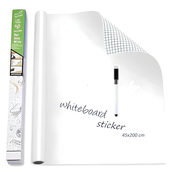 Naitik Creation 45x200 CM Whiteboard Sticker for Wall (1.5x6.5 Feet) | Self-Adhesive, Remo Amazon sale