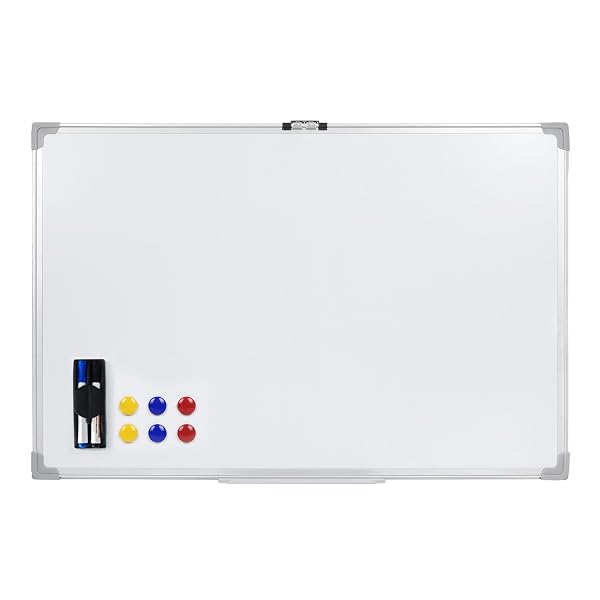 Bonkaso Magnetic Dry Erase Whiteboard 60 x 40 cm with Aluminium Frame, Wall Mount Hooks, M Amazon sale