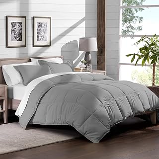 Egyptian Cotton Quilted Comforter 350 GSM Microfiber Fill Duvet Insert Comforter(Silver Gr Amazon India sale