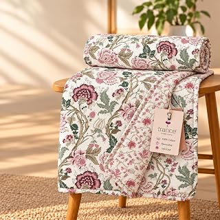 Trance Home Linen Premium 100% Cotton Dohar for Double Bed | 150 GSM | Reversible Ac Comfo Amazon India sale