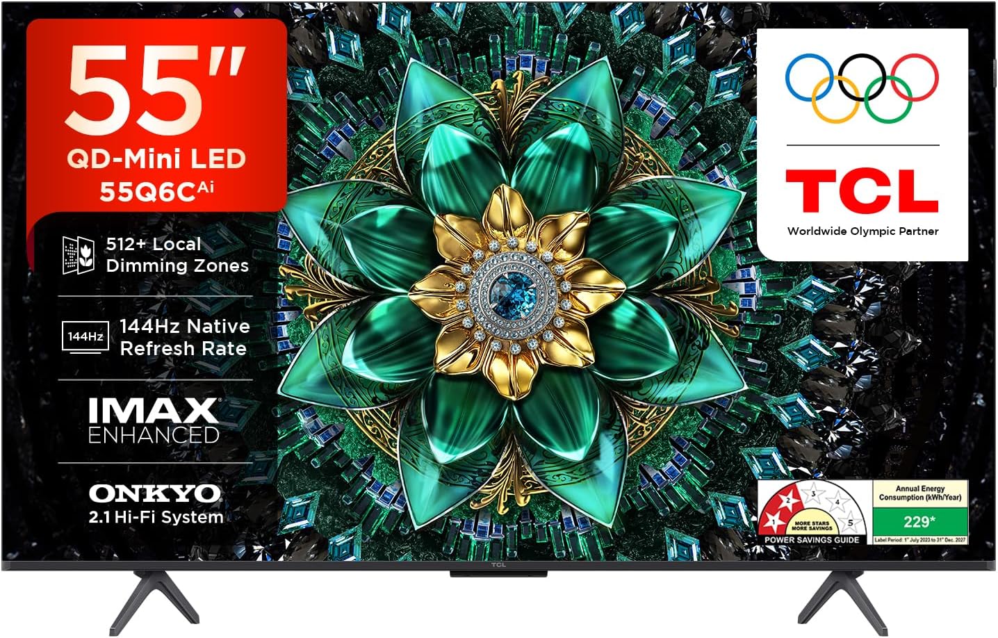 TCL 55-inch 4K UHD QD-Mini LED Google TV, 144Hz, 46W Onkyo 2.1 speakers Amazon sale