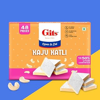 Gits Kaju Katli 500 Gm X 1 Box (48 Pieces) | Kaju Katli Made with Finest Cashews | Kaju Ba Amazon sale