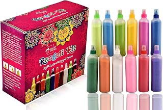 CraftVatika 10 Rangoli Colour Powder Tube Kit Diwali Decoration Items Bottles Tool Floor A Amazon sale