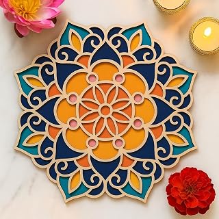 12 Inches Rangoli Stencils Rangoli Making Tools Kit Template Mats, Diwali Decoration Items Amazon sale