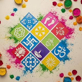 Rangoli Making Tools Kit Set of 12 Rangoli Making Stencil for Diwali Onam Pongal Floor Dec Amazon sale