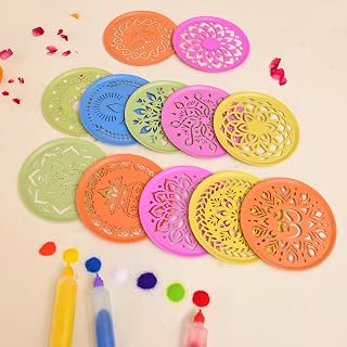 CraftVatika Rangoli Kolam Stencil Set of 12, Diwali Decoration Items, Rangoli Making Stenc Amazon sale