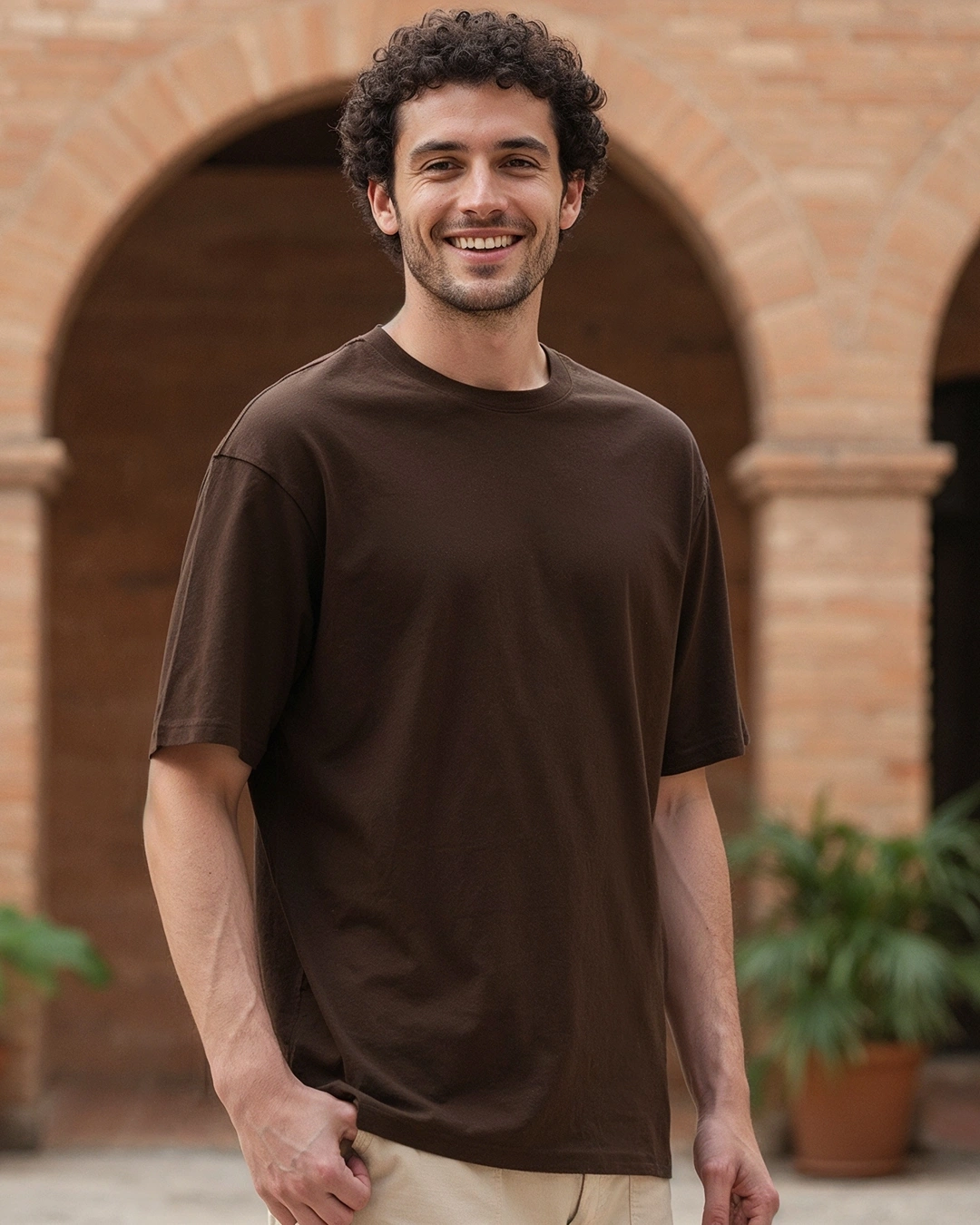 Bewakoof Men's Brown Oversized T-shirt Bewakoof sale
