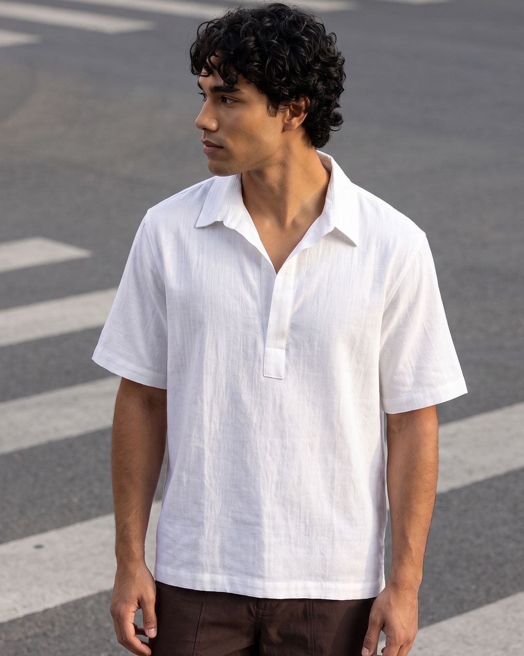 Bewakoof Men's White Oversized Popover Shirt Bewakoof sale