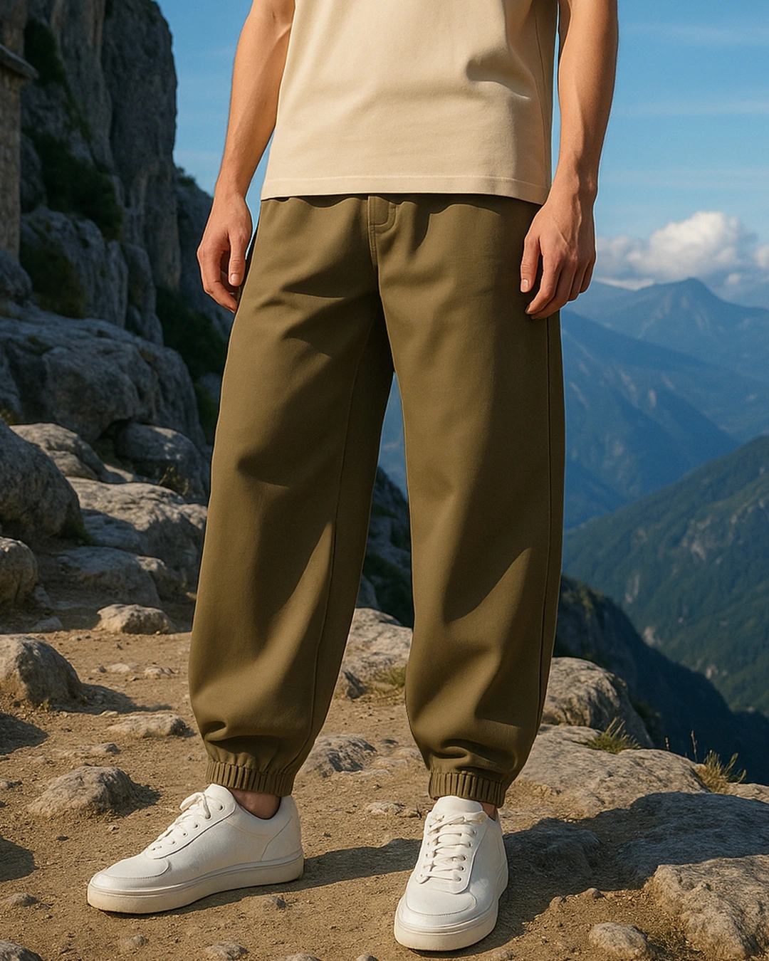 Bewakoof Men's Winter Moss Green Oversized Joggers Bewakoof sale
