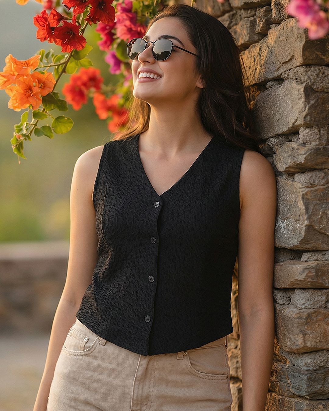 Bewakoof Women's Black Textured Short Top Bewakoof sale