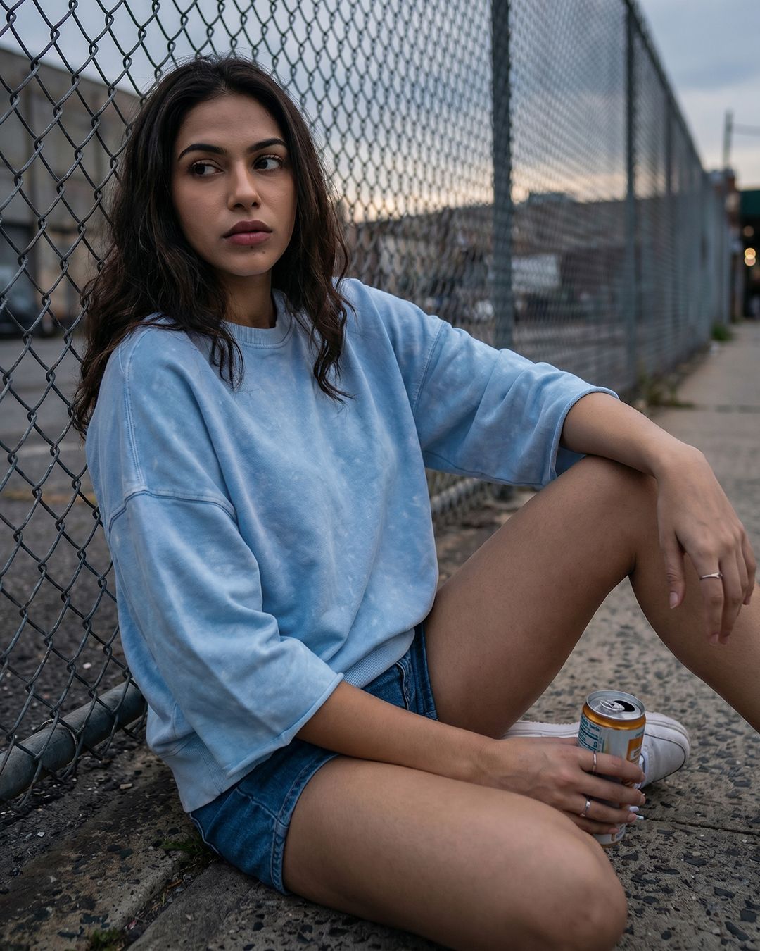 Bewakoof Women's Clear Sky Blue Oversized Acid Wash Short Top Bewakoof sale
