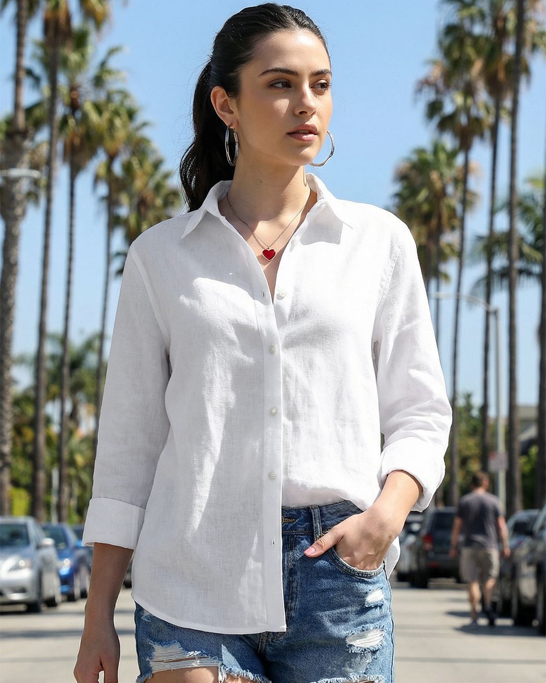 Bewakoof Women's White Oversized Cotton Linen Shirt Bewakoof sale