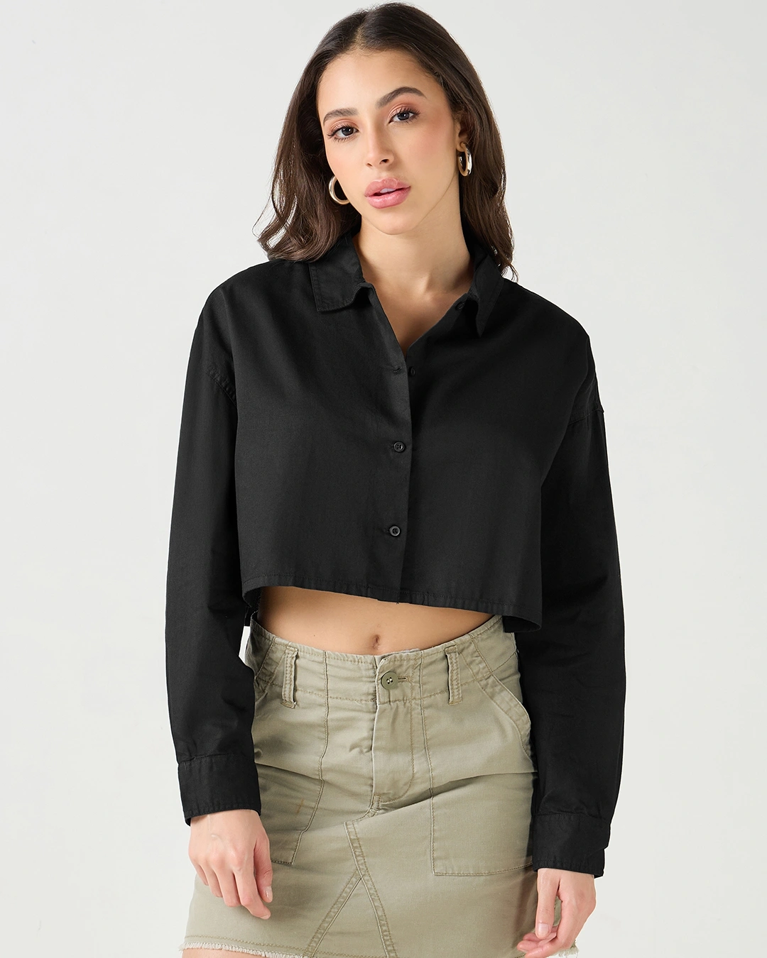 Bewakoof Women's Black Oversized Crop Shirt Bewakoof sale