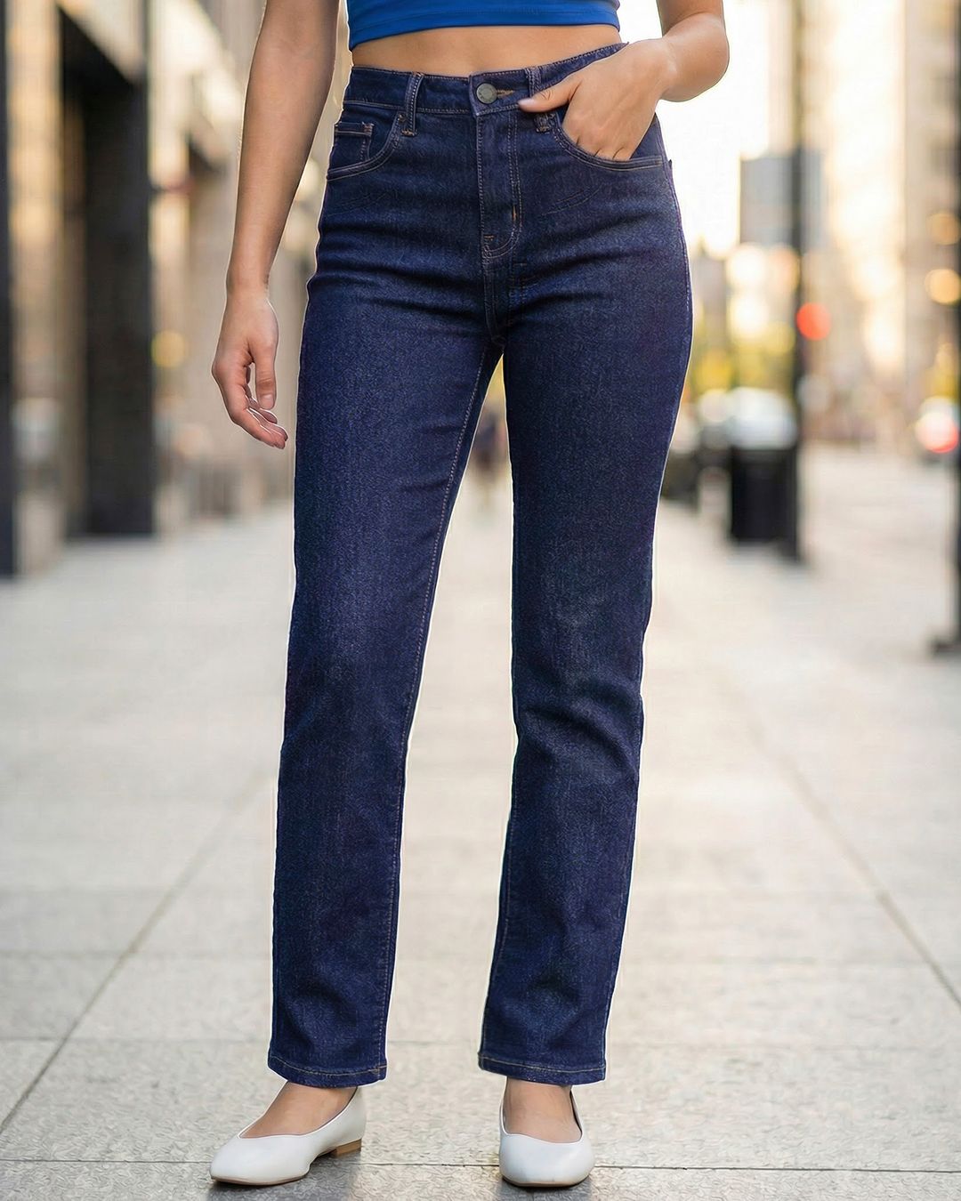 Bewakoof Women's Dark Blue Slim Straight Fit Ankle Length Jeans Bewakoof sale