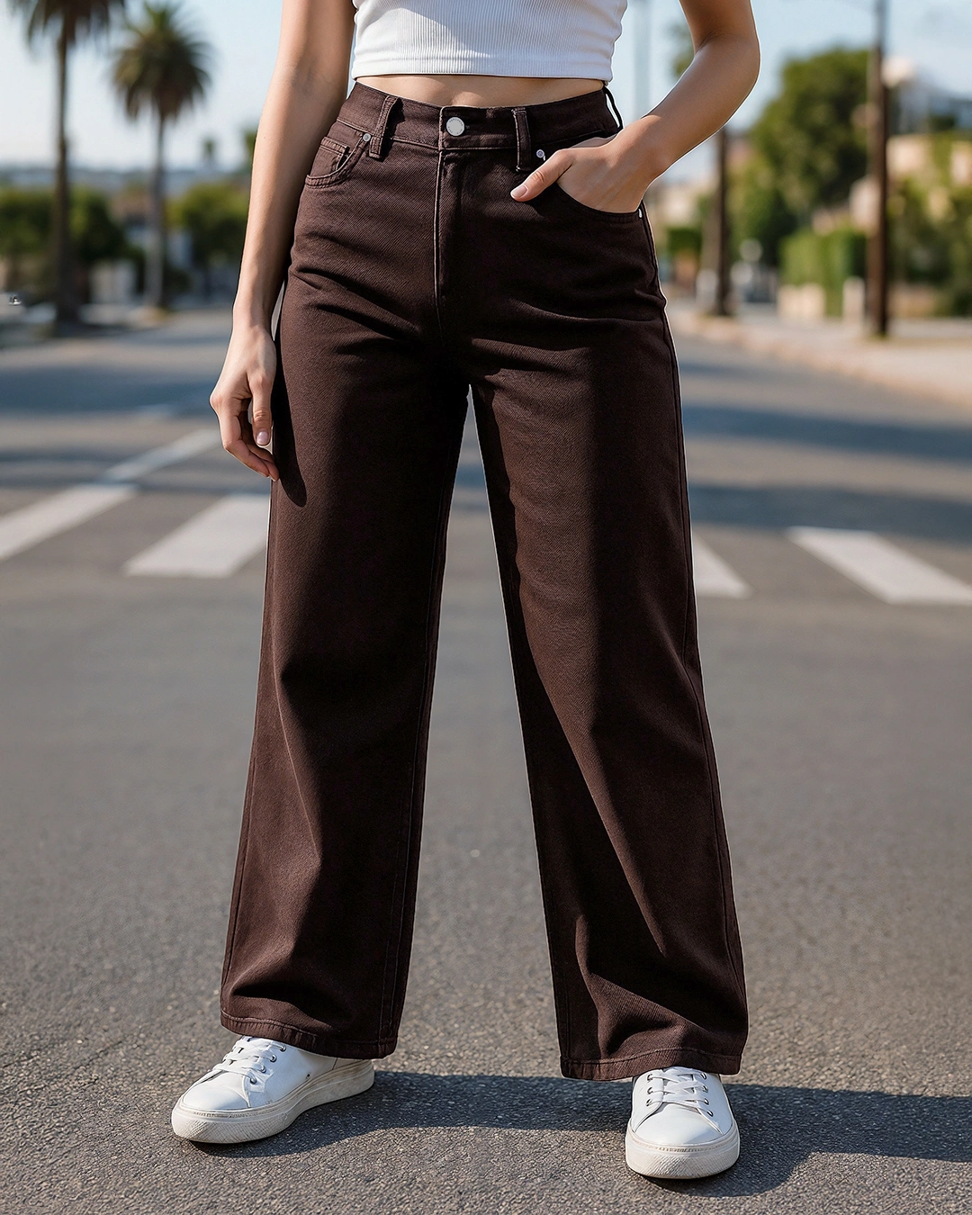 Bewakoof Women's Brown Baggy Wide Leg Jeans Bewakoof sale