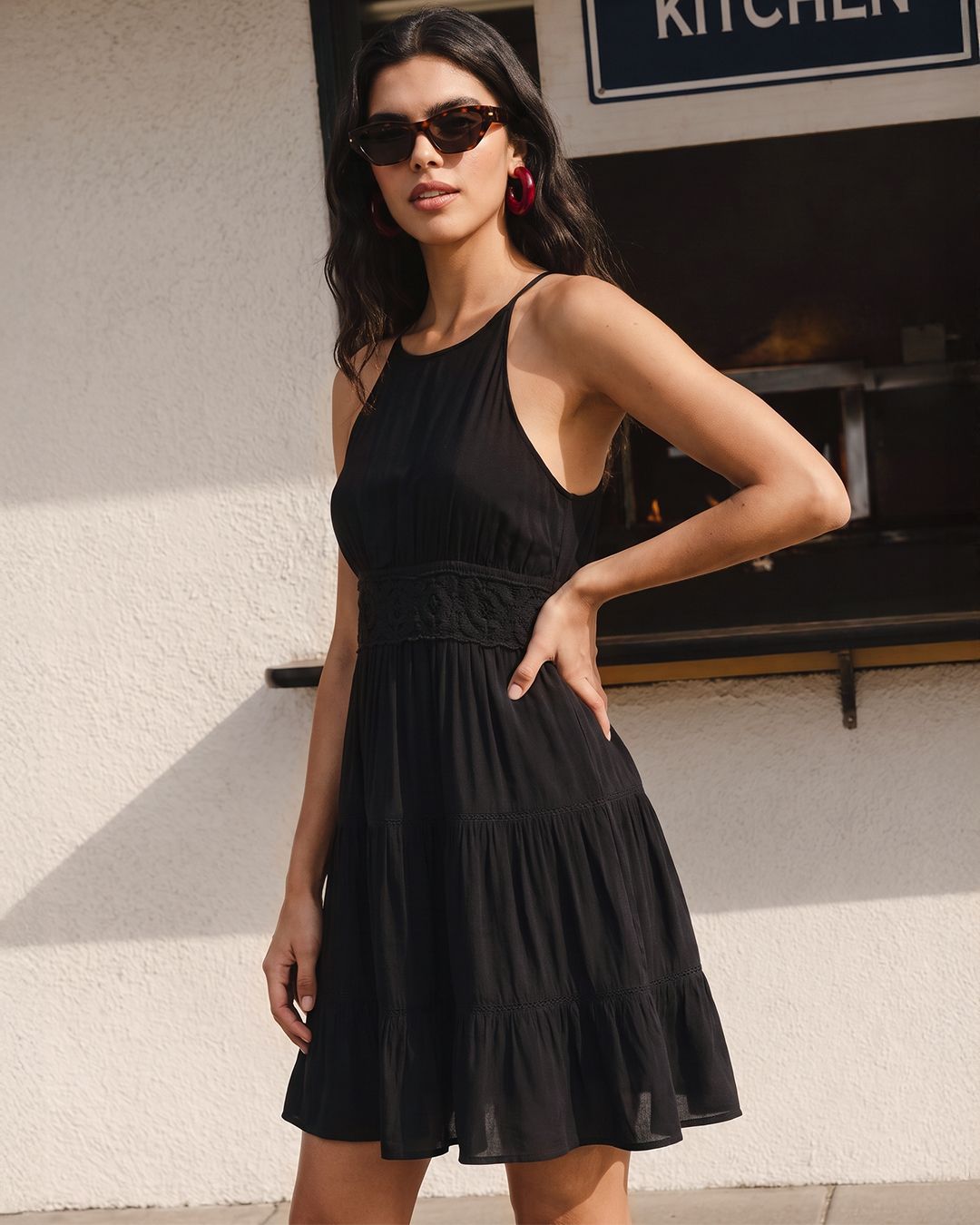 Bewakoof Women's Black Textured Flared Mini Dress Bewakoof sale