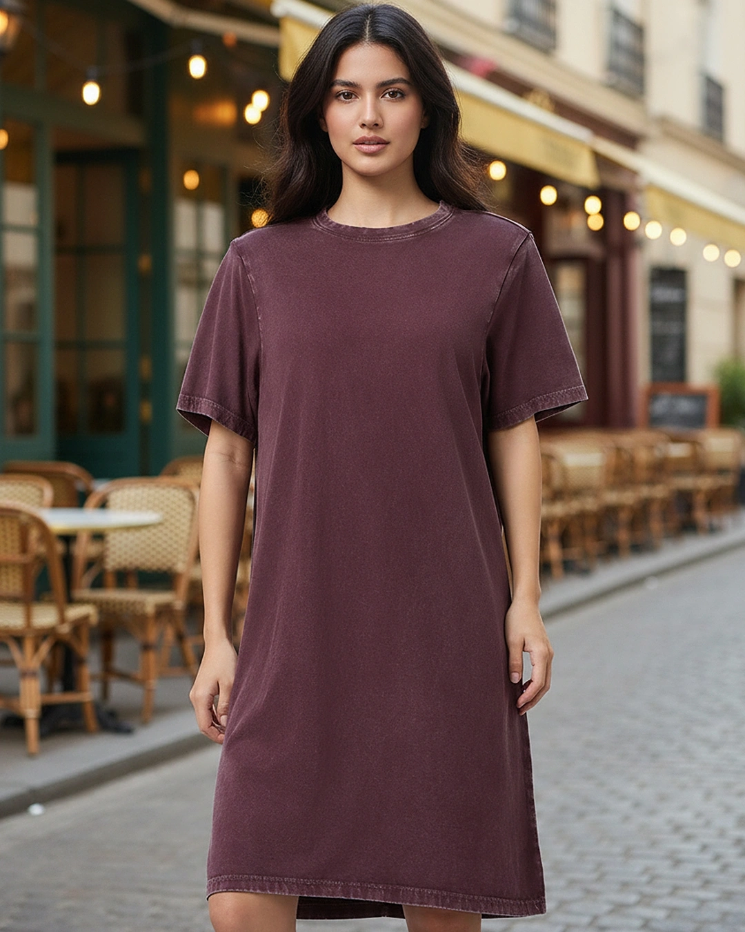 Bewakoof Women's Chocolate Brown Acid Wash T-shirt Dress Bewakoof sale