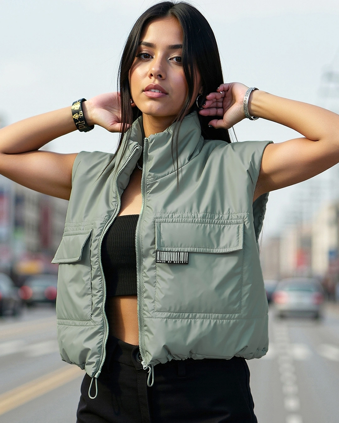 Bewakoof Women's Green Oversized Gilet Jacket Bewakoof sale