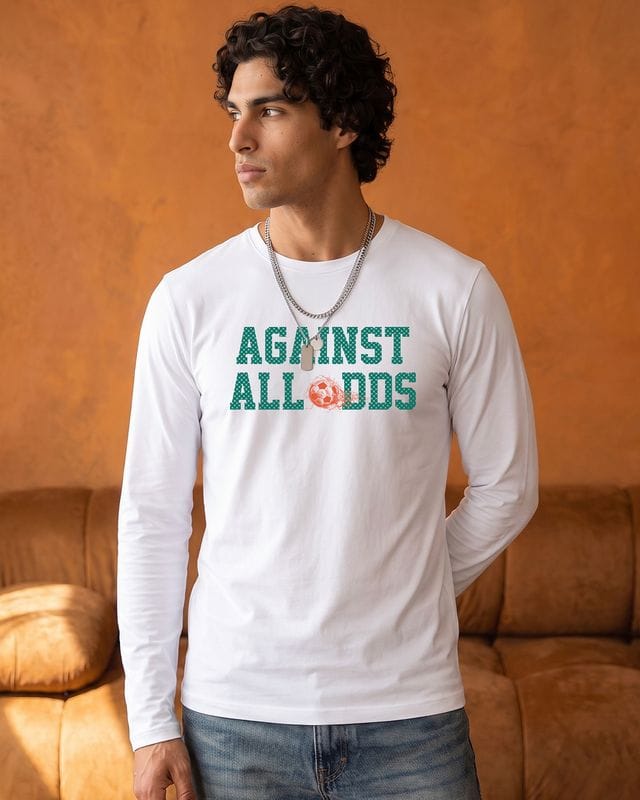 Men's White Against All Odds Typography T-shirt Bewakoof sale